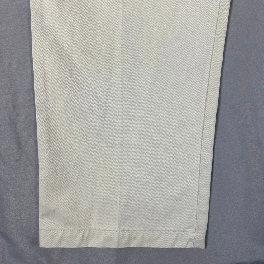 Vintage Dockers Pleated Chino Pants Mens 42x30 Cream Khaki Made in USA Cotton
